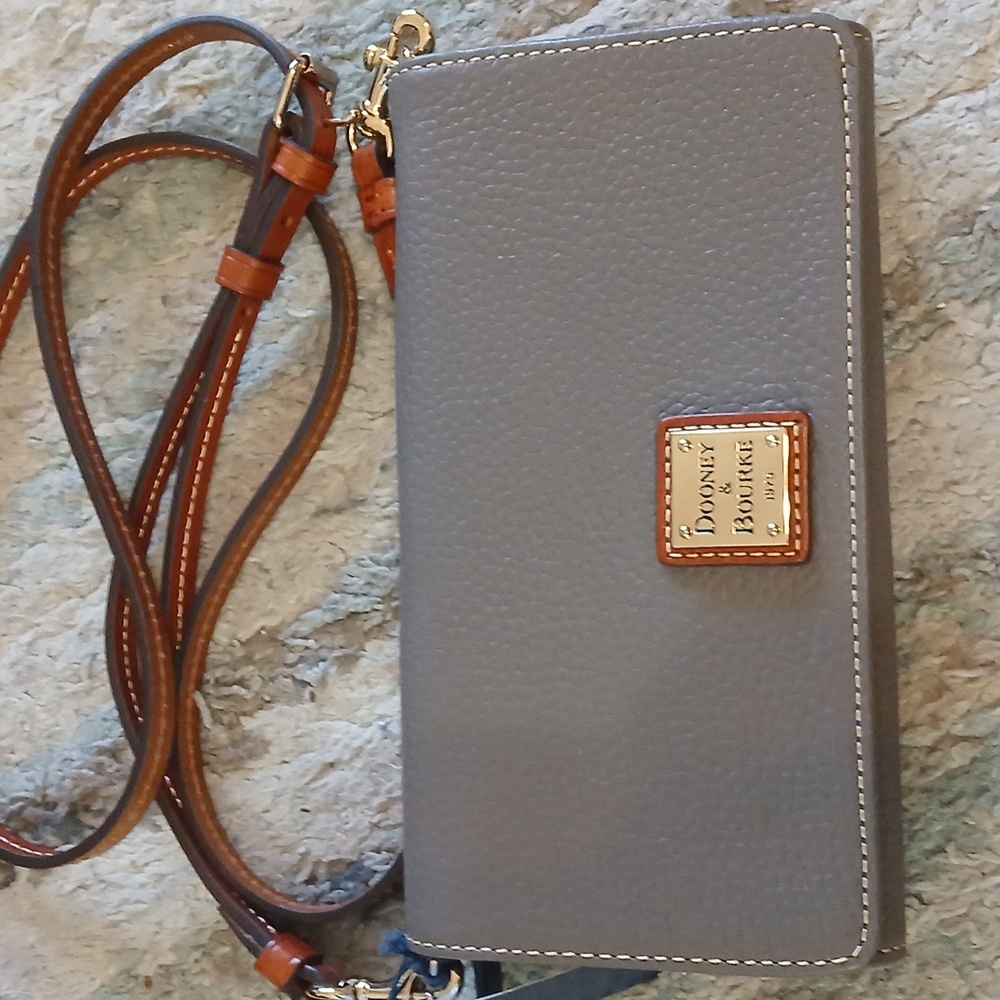 Dooney & Bourke Pebble Leather Crossbody in Black and Tan